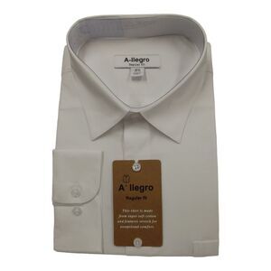 MEN'S ALLEGRO SPREAD COLLAR REG FIT WHITE DRESS SHIRT  CONVERTIBLE CUFFS RS100.